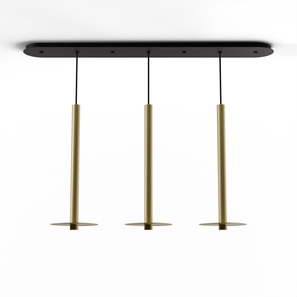 Combi Pendant 24&#34; Linear 3 Combo Brass with Matte Black Canopy