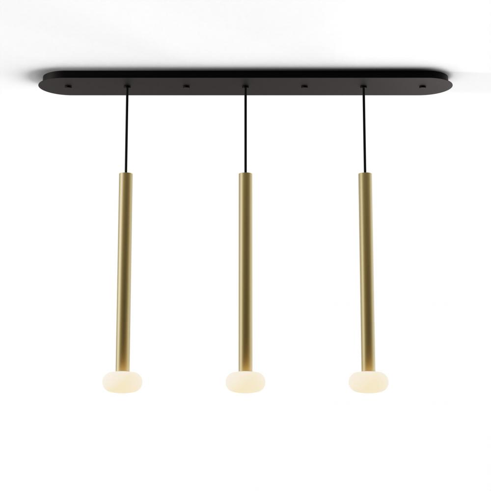 Combi Pendant 24&#34; Linear 3 Combo Brass with Matte Black Canopy