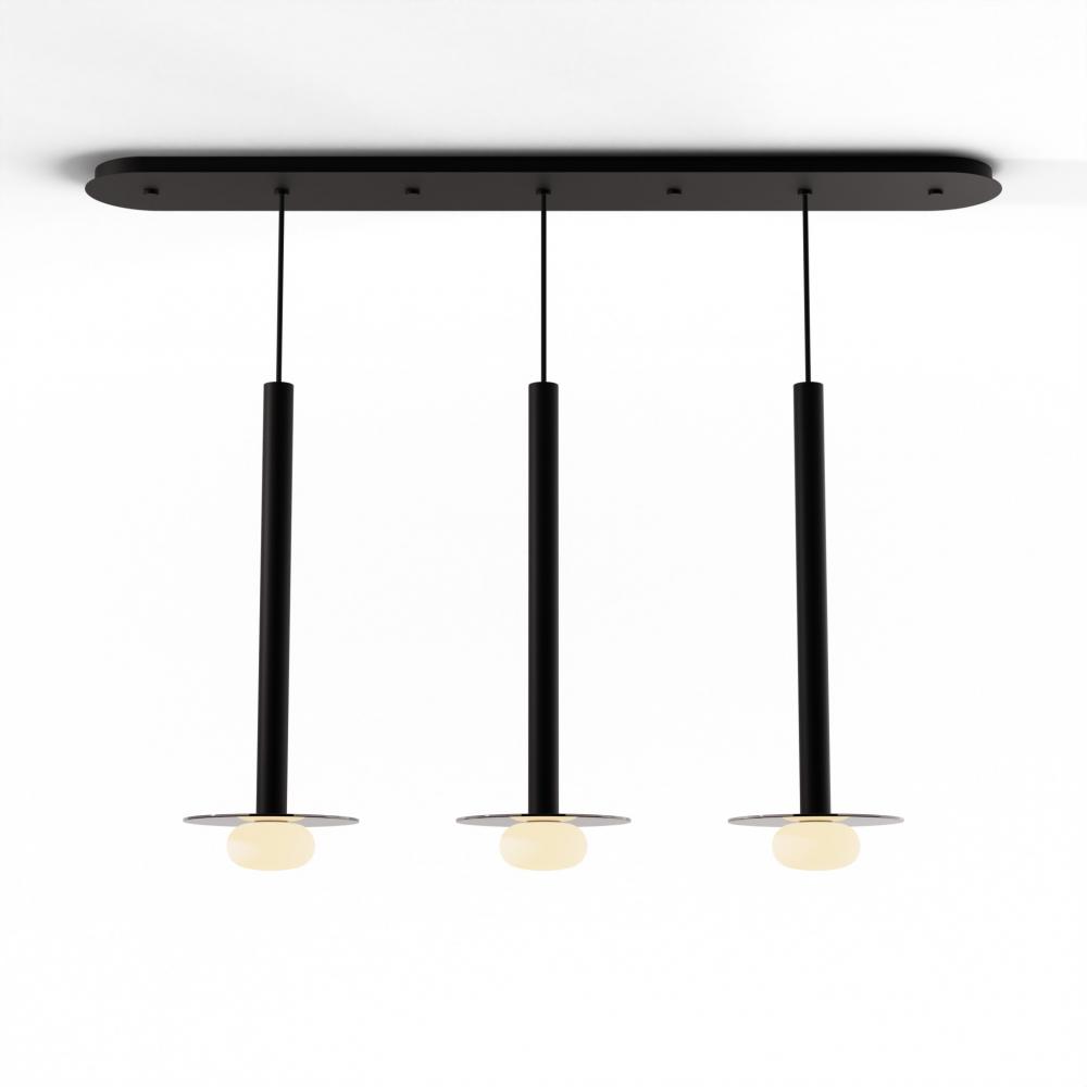 Combi Pendant 24&#34; Linear 3 Combo Matte Black with Matte Black Canopy