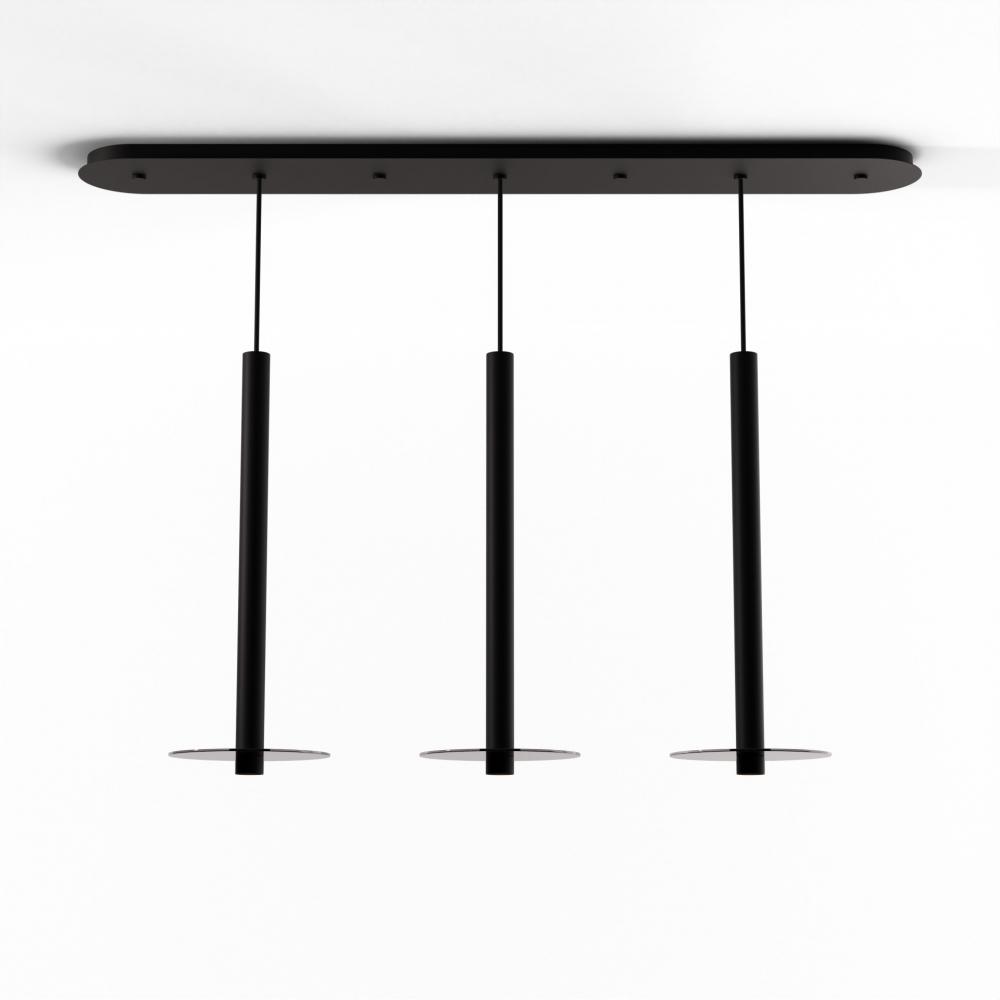 Combi Pendant 24&#34; Linear 3 Combo Matte Black with Matte Black Canopy