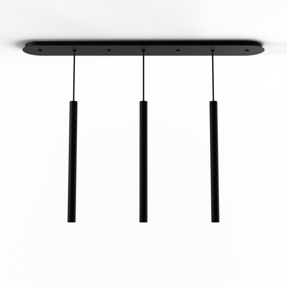Combi Pendant 24&#34; Linear 3 Combo Matte Black with Matte Black Canopy