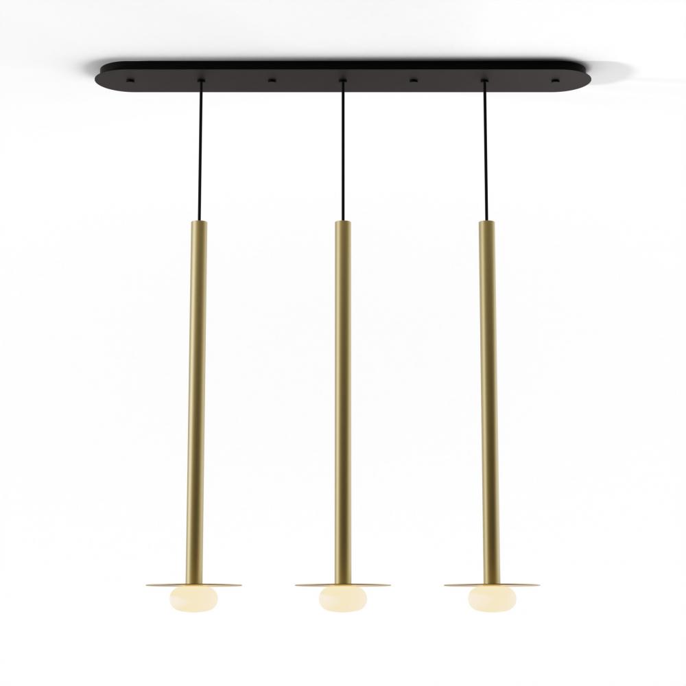 Combi Pendant 36&#34; Linear 3 Combo Brass with Matte Black Canopy