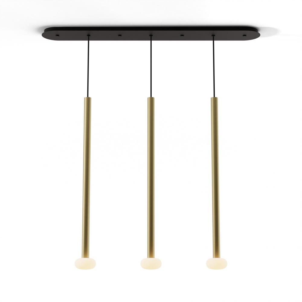Combi Pendant 36&#34; Linear 3 Combo Brass with Matte Black Canopy