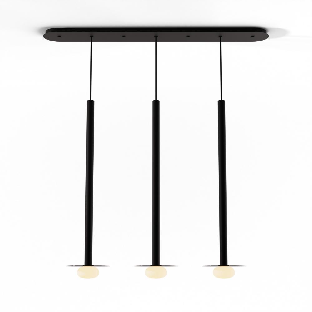 Combi Pendant 36&#34; Linear 3 Combo Matte Black with Matte Black Canopy