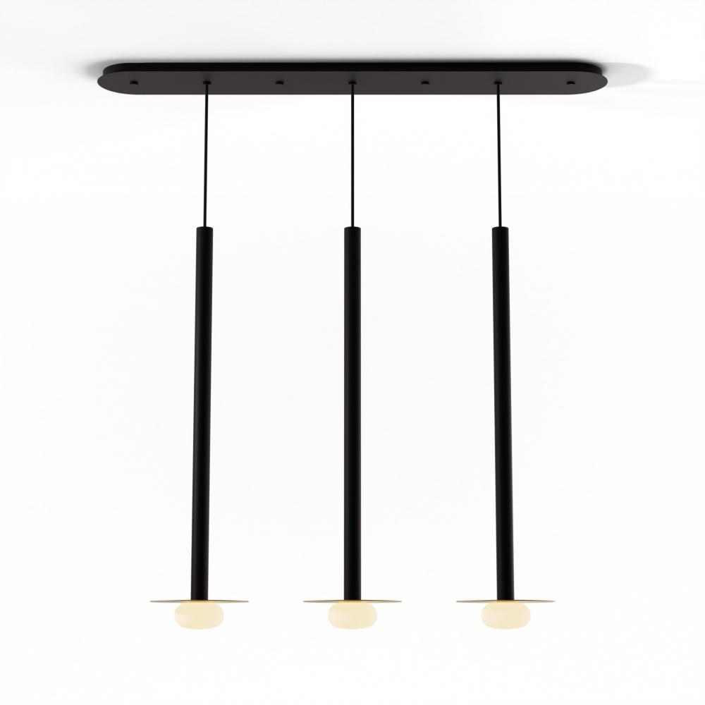 Combi Pendant 36&#34; Linear 3 Combo Matte Black with Matte Black Canopy
