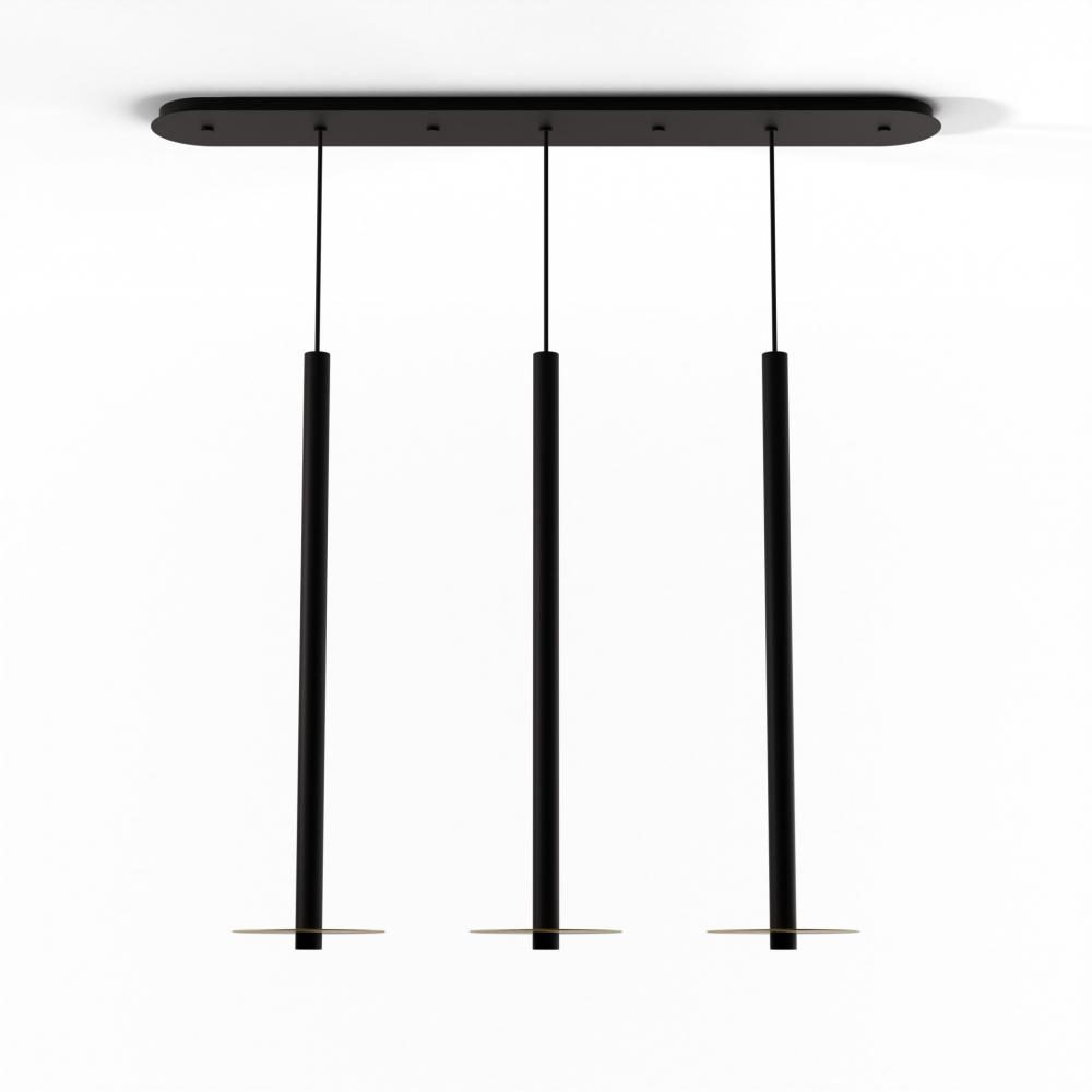 Combi Pendant 36&#34; Linear 3 Combo Matte Black with Matte Black Canopy