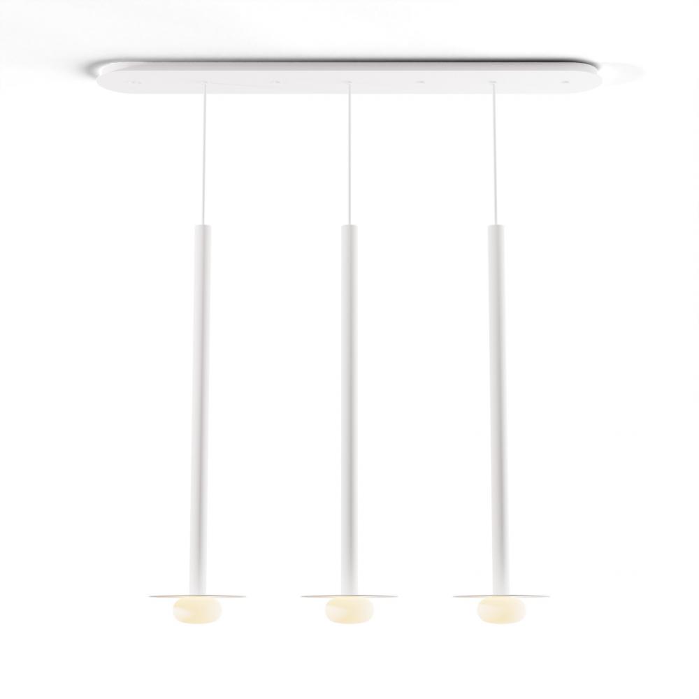 Combi Pendant 36&#34; Linear 3 Combo Matte White with Matte White Canopy