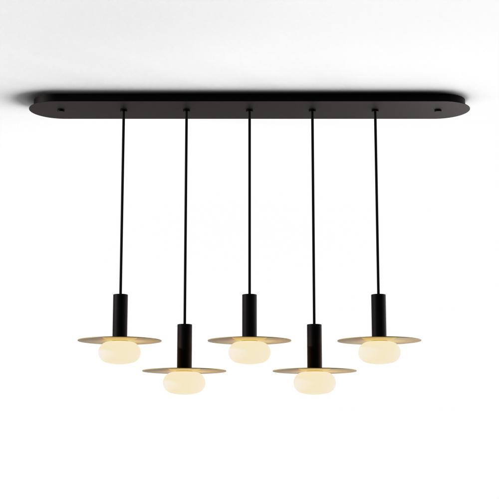 Combi Pendant 6&#34; Linear 5 Combo Matte Black with Matte Black Canopy