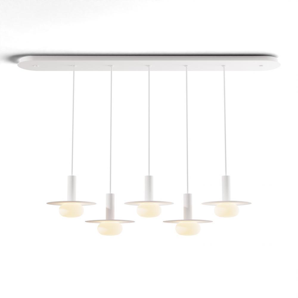 Combi Pendant 6&#34; Linear 5 Combo Matte White with Matte White Canopy