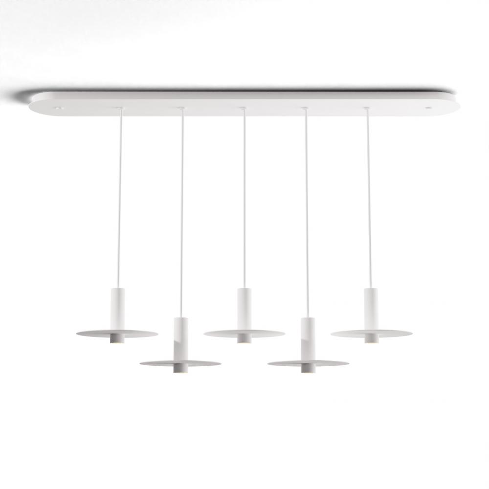 Combi Pendant 6&#34; Linear 5 Combo Matte White with Matte White Canopy