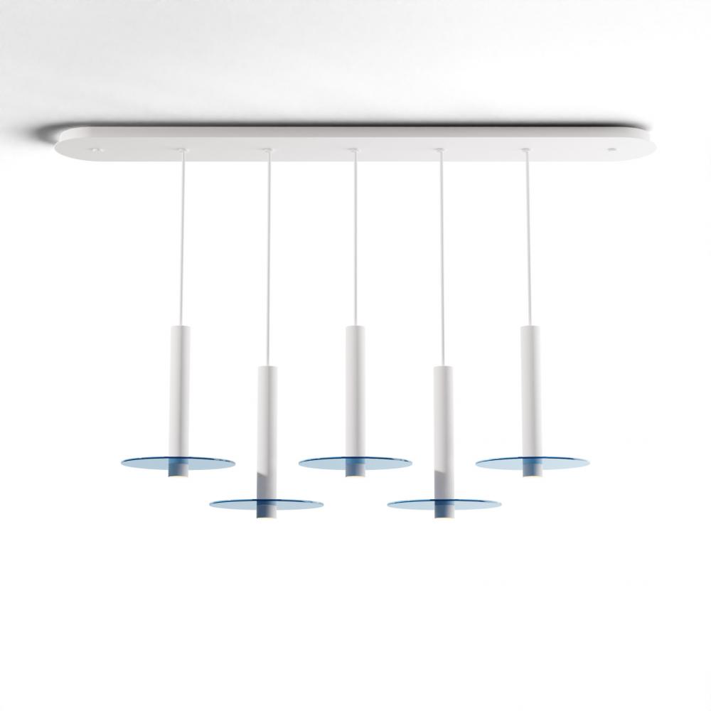 Combi Pendant 12&#34; Linear 5 Combo Matte White with Matte White Canopy