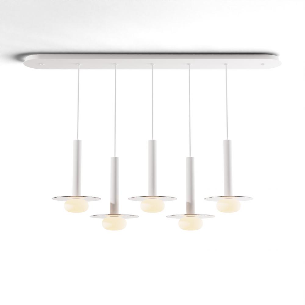 Combi Pendant 12&#34; Linear 5 Combo Matte White with Matte White Canopy