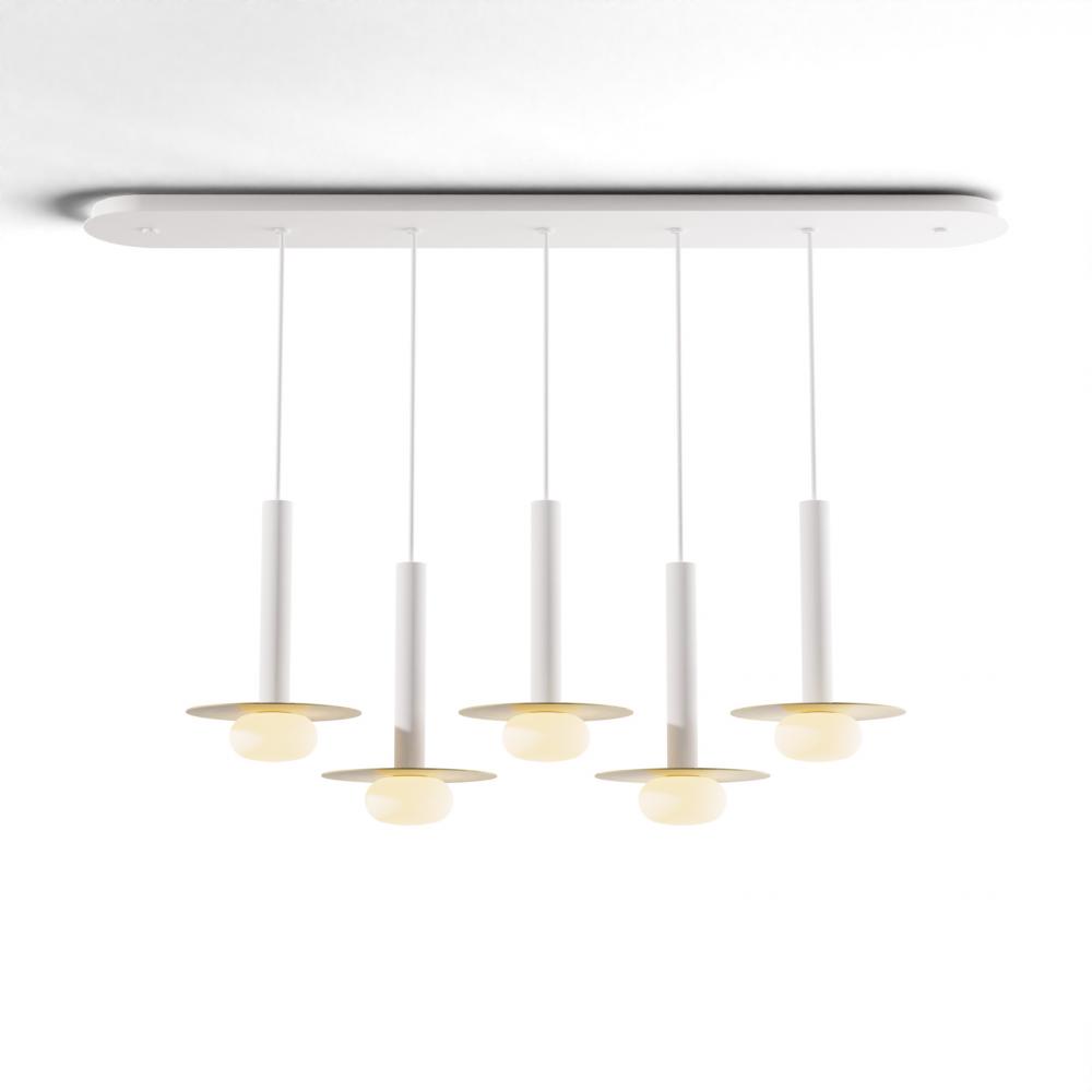 Combi Pendant 12&#34; Linear 5 Combo Matte White with Matte White Canopy