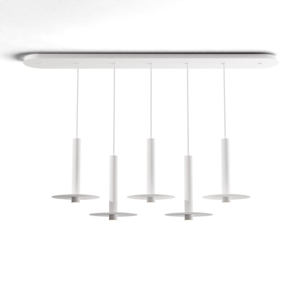 Combi Pendant 12&#34; Linear 5 Combo Matte White with Matte White Canopy