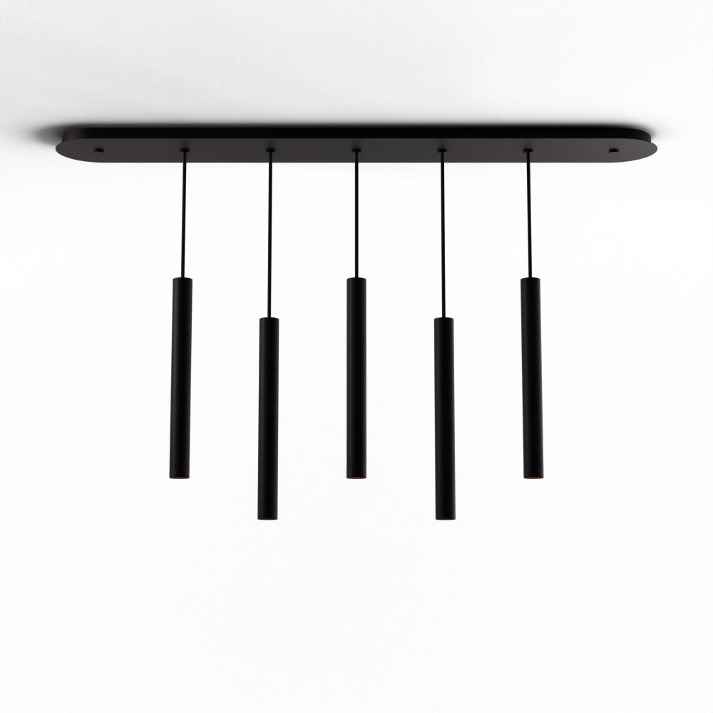 Combi Pendant 16&#34; Linear 5 Combo Matte Black with Matte Black Canopy