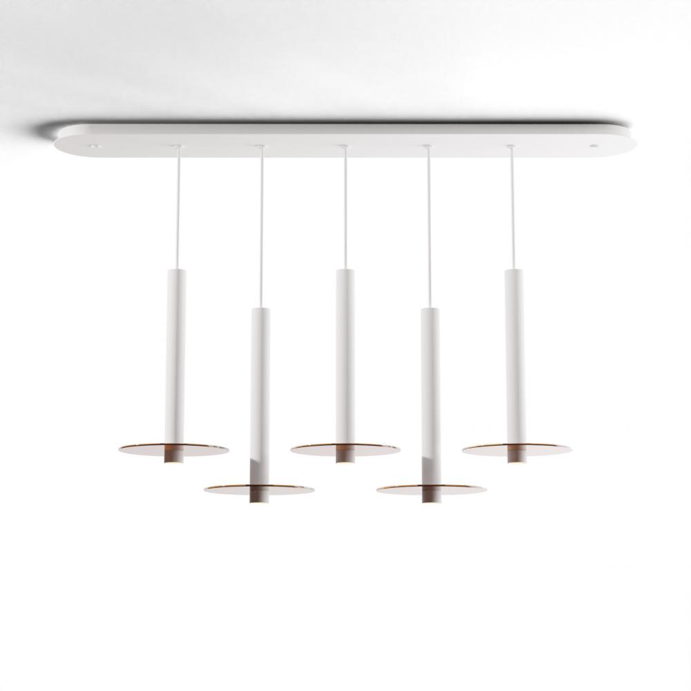 Combi Pendant 16&#34; Linear 5 Combo Matte White with Matte White Canopy