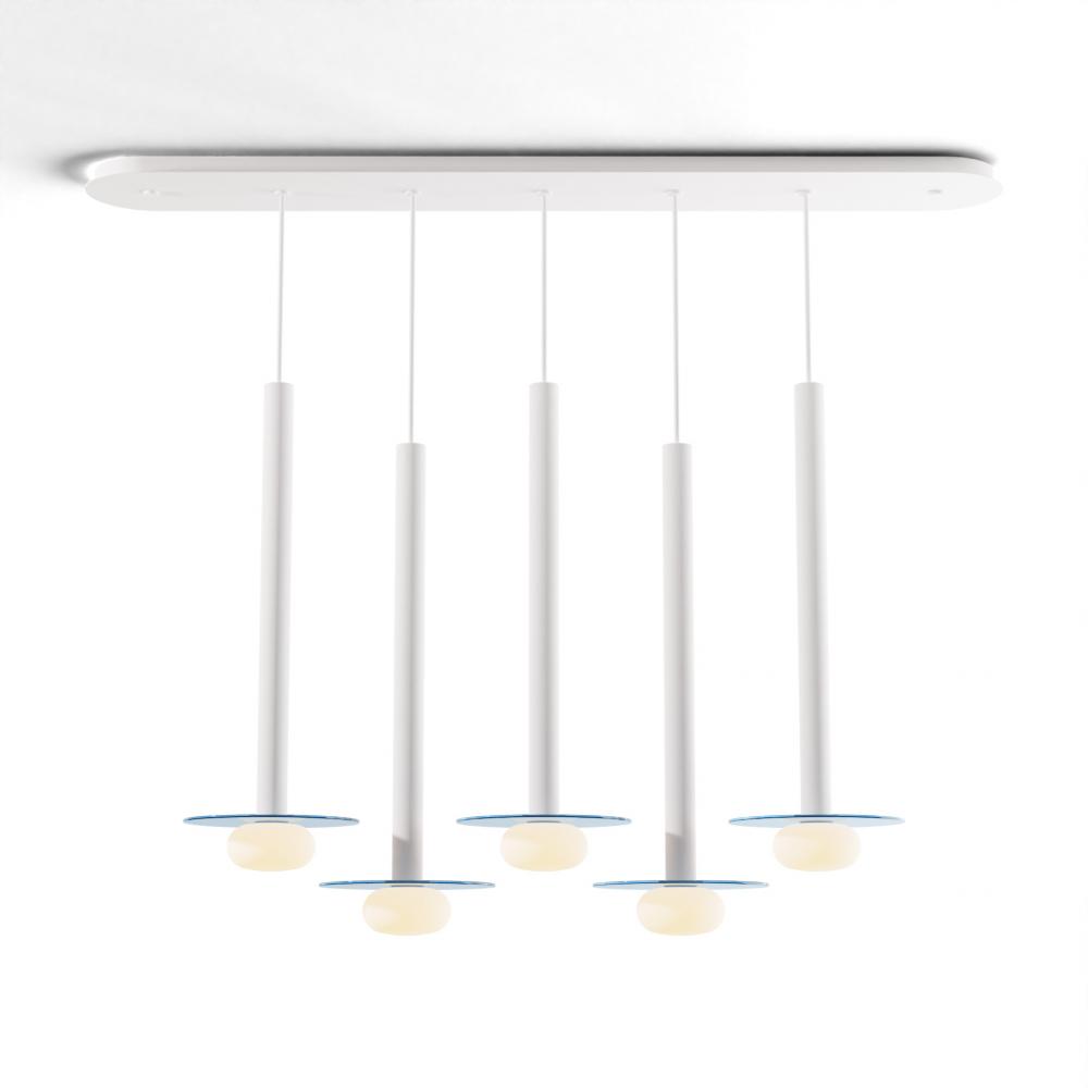 Combi Pendant 24&#34; Linear 5 Combo Matte White with Matte White Canopy