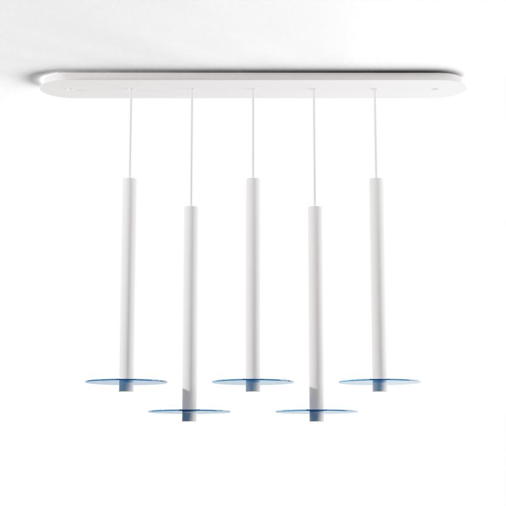 Combi Pendant 24&#34; Linear 5 Combo Matte White with Matte White Canopy