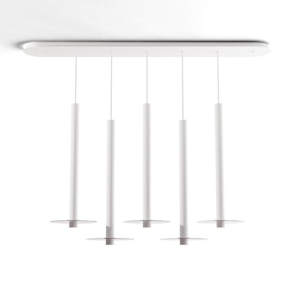 Combi Pendant 24&#34; Linear 5 Combo Matte White with Matte White Canopy