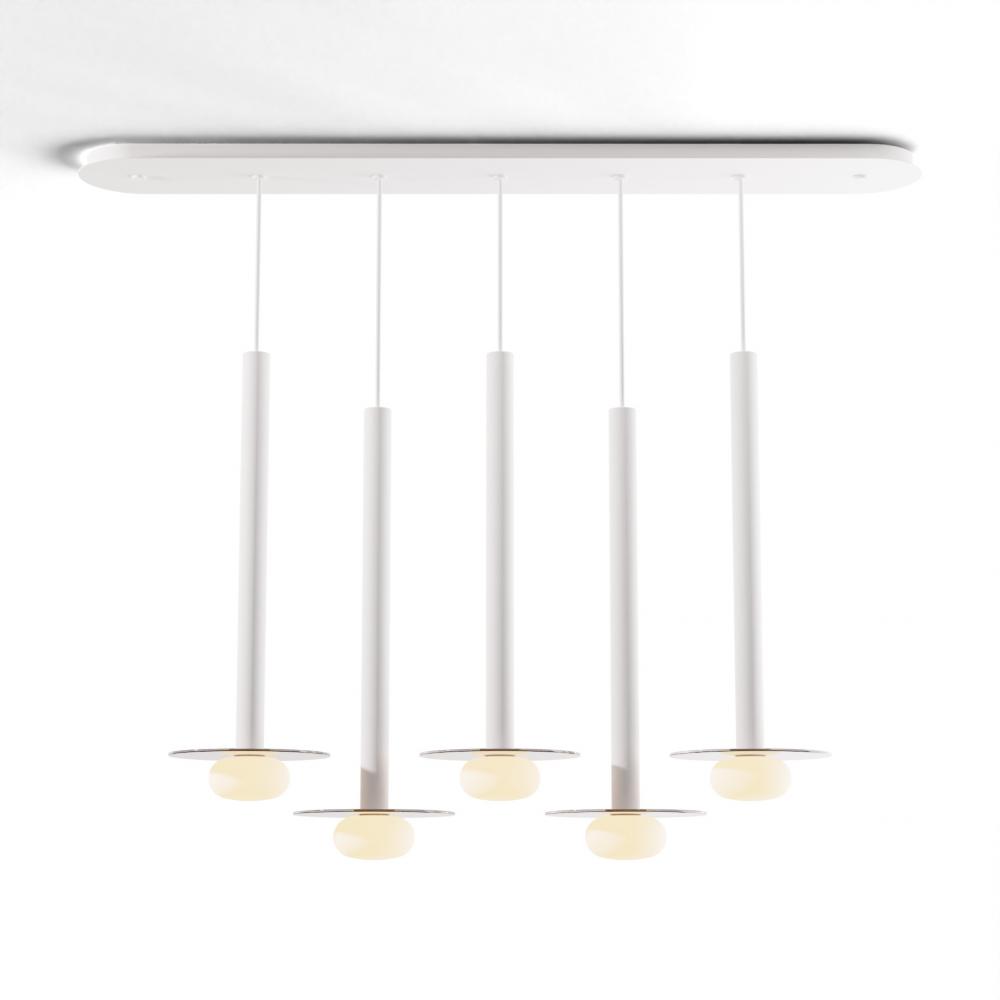 Combi Pendant 24&#34; Linear 5 Combo Matte White with Matte White Canopy