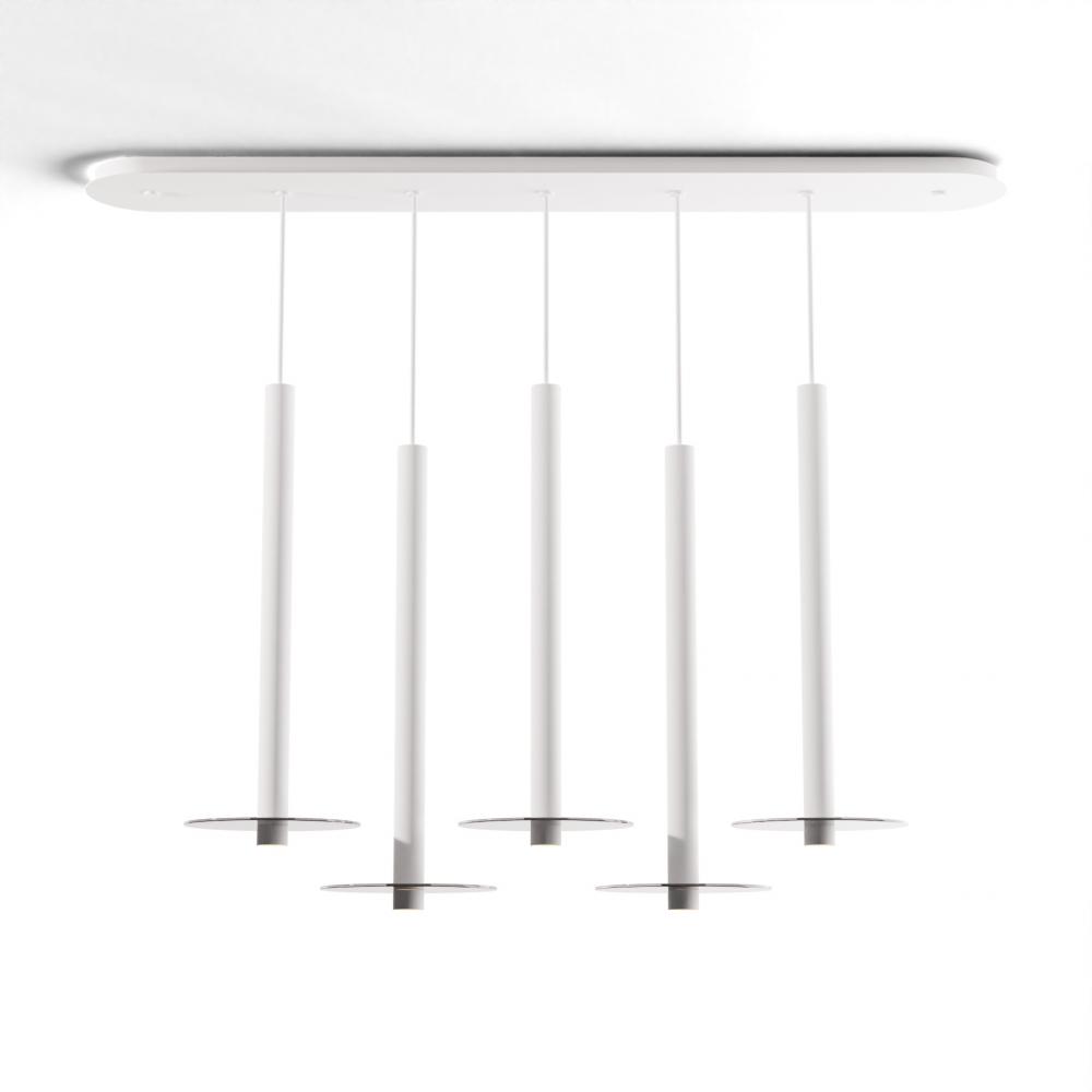 Combi Pendant 24&#34; Linear 5 Combo Matte White with Matte White Canopy