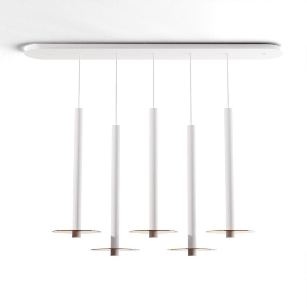 Combi Pendant 24&#34; Linear 5 Combo Matte White with Matte White Canopy