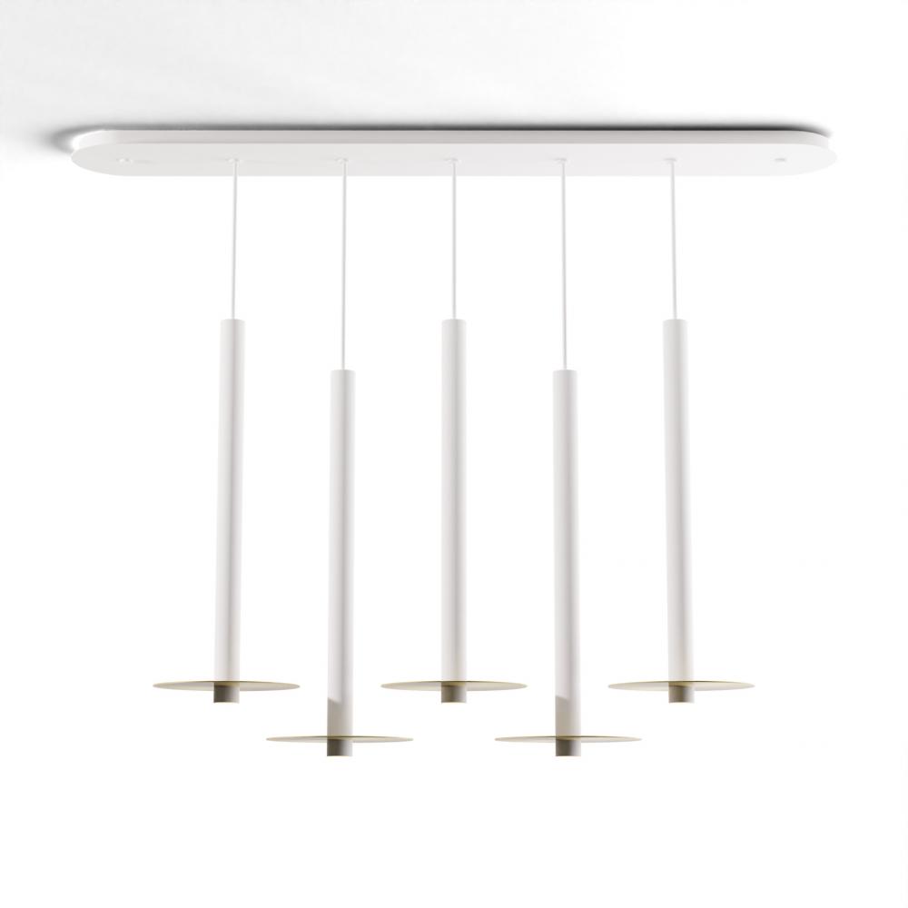 Combi Pendant 24&#34; Linear 5 Combo Matte White with Matte White Canopy