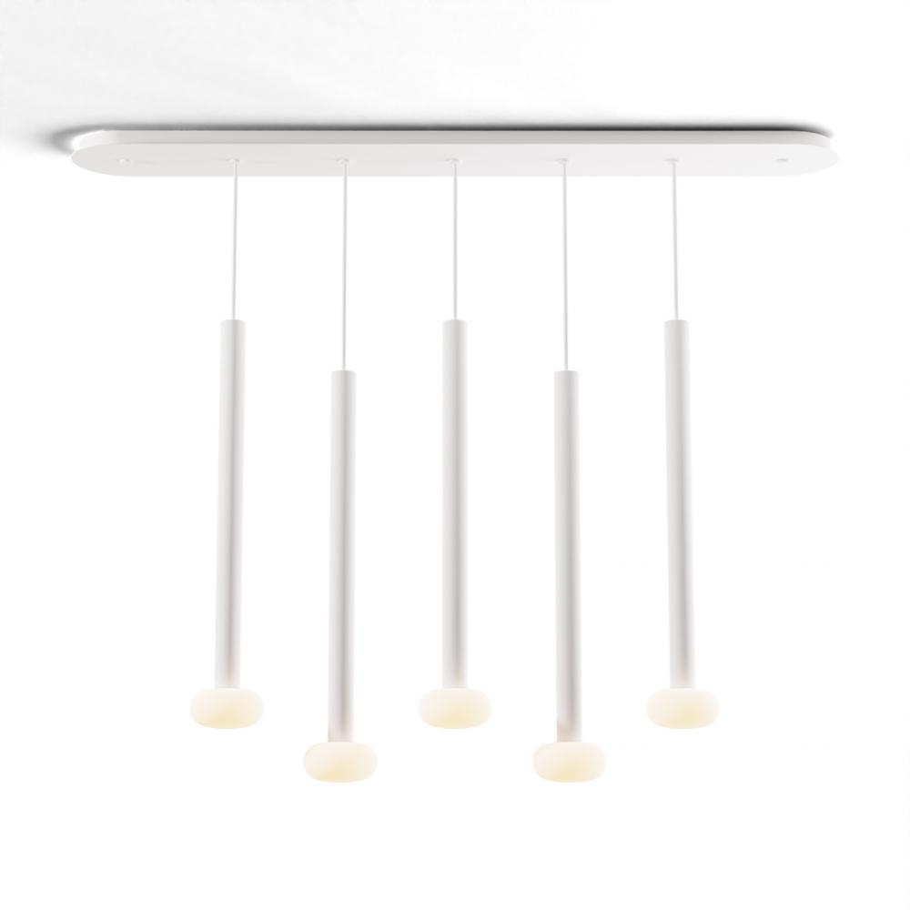 Combi Pendant 24&#34; Linear 5 Combo Matte White with Matte White Canopy