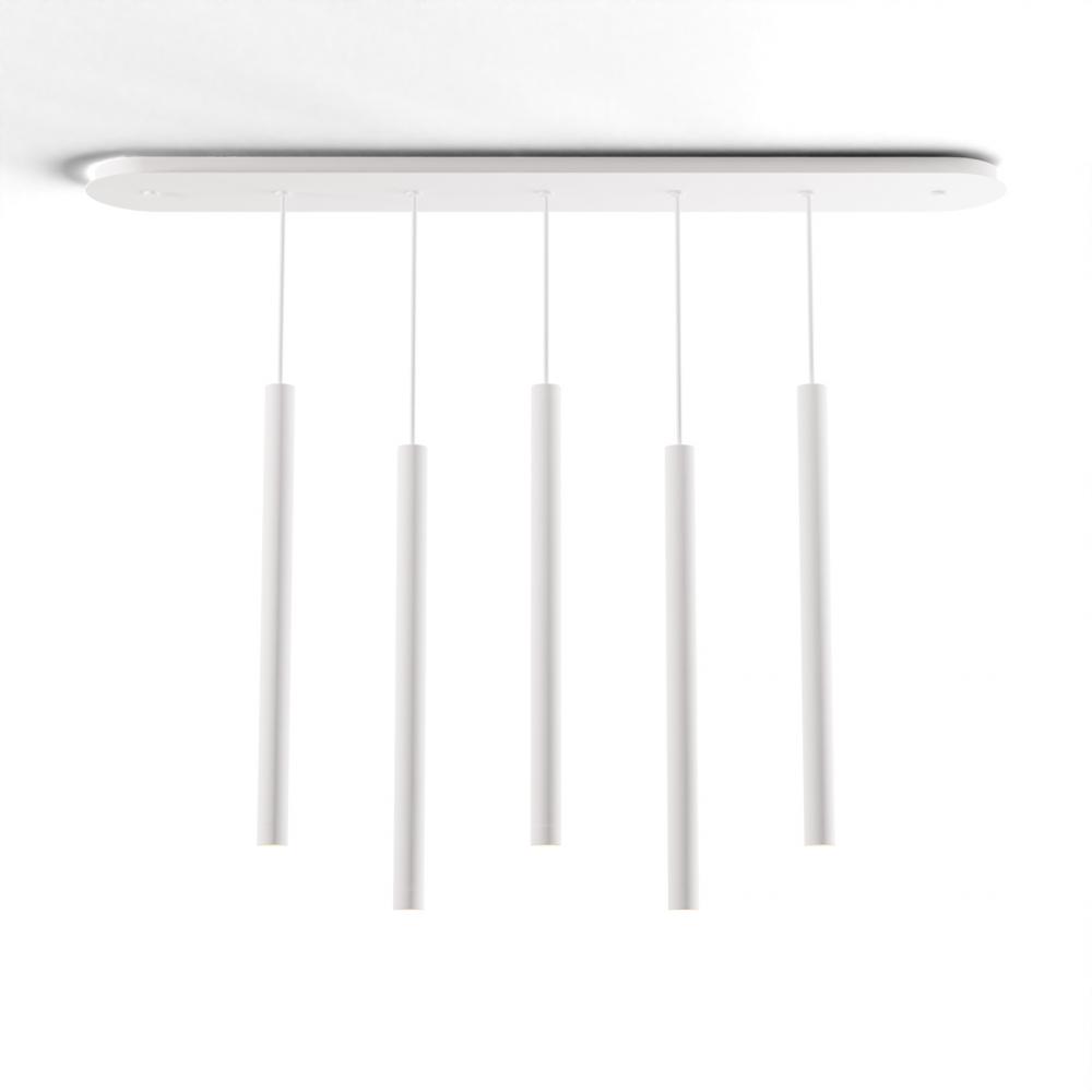 Combi Pendant 24&#34; Linear 5 Combo Matte White with Matte White Canopy