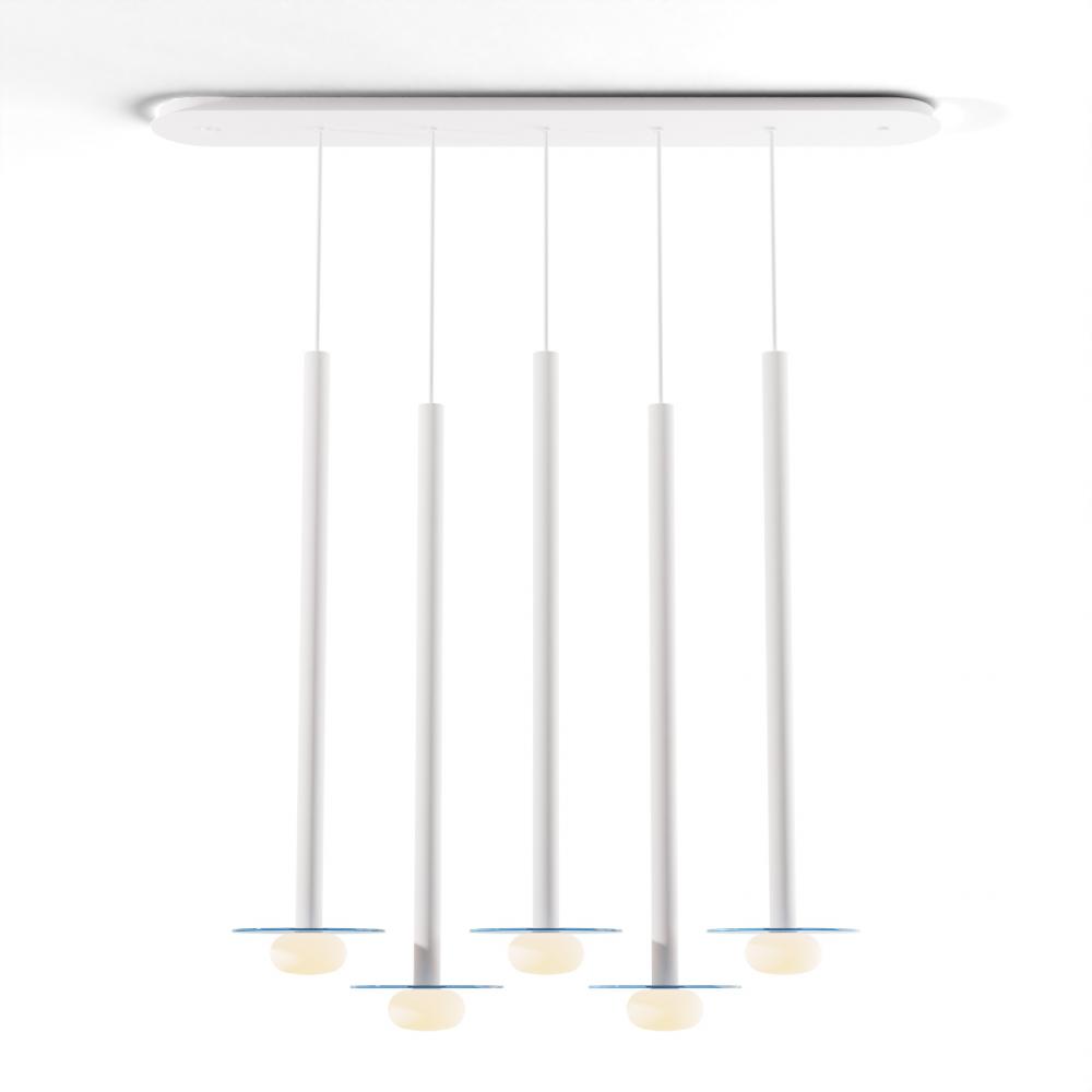 Combi Pendant 36&#34; Linear 5 Combo Matte White with Matte White Canopy