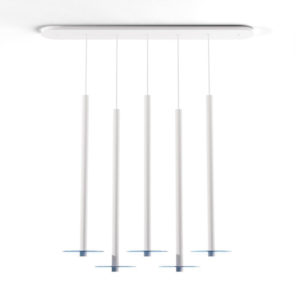 Combi Pendant 36&#34; Linear 5 Combo Matte White with Matte White Canopy
