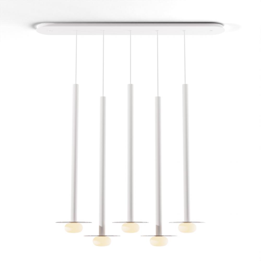 Combi Pendant 36&#34; Linear 5 Combo Matte White with Matte White Canopy