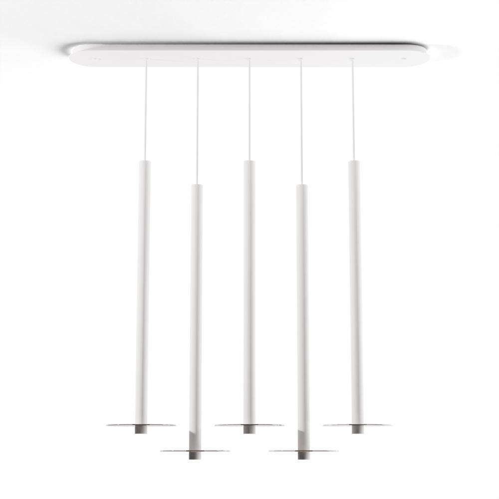 Combi Pendant 36&#34; Linear 5 Combo Matte White with Matte White Canopy