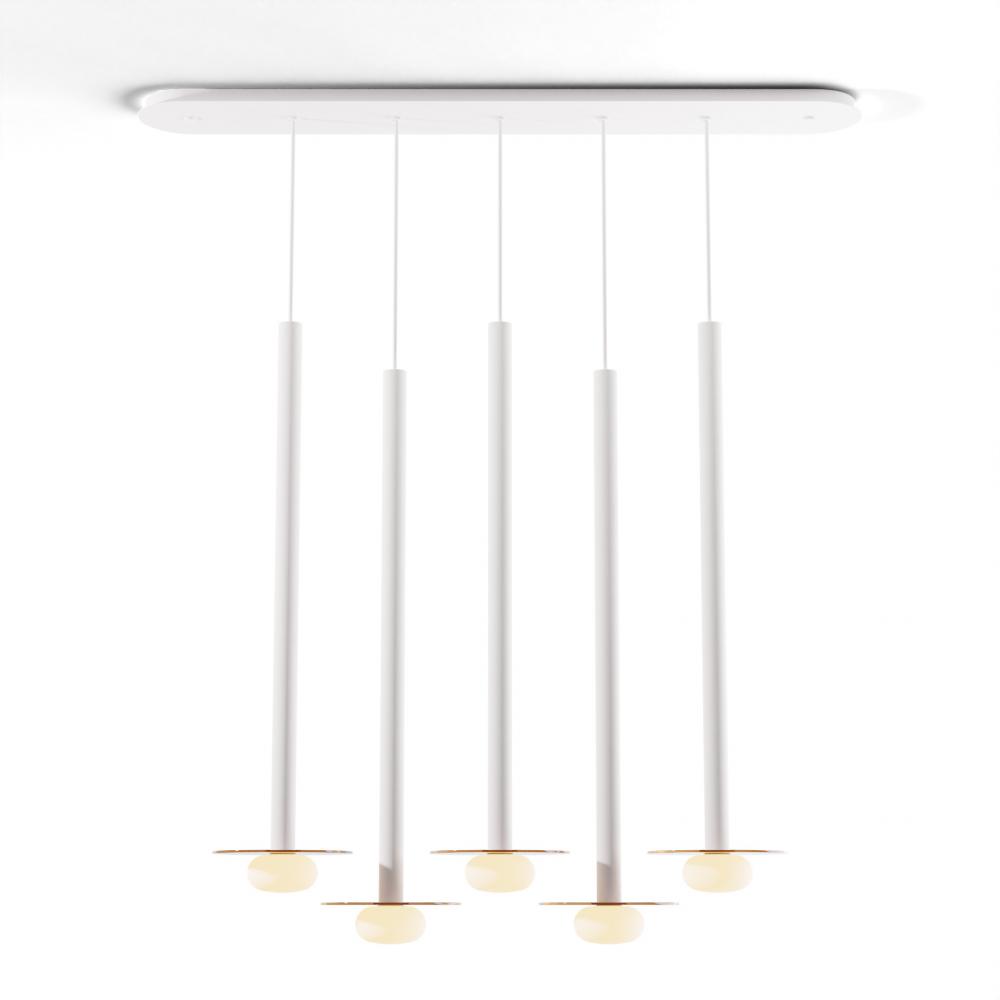 Combi Pendant 36&#34; Linear 5 Combo Matte White with Matte White Canopy