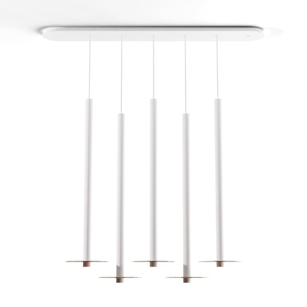 Combi Pendant 36&#34; Linear 5 Combo Matte White with Matte White Canopy
