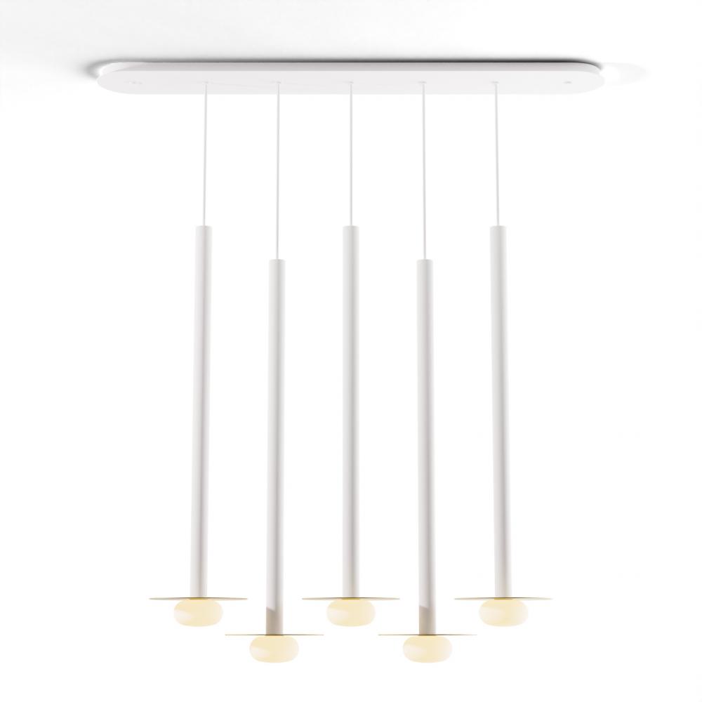 Combi Pendant 36&#34; Linear 5 Combo Matte White with Matte White Canopy