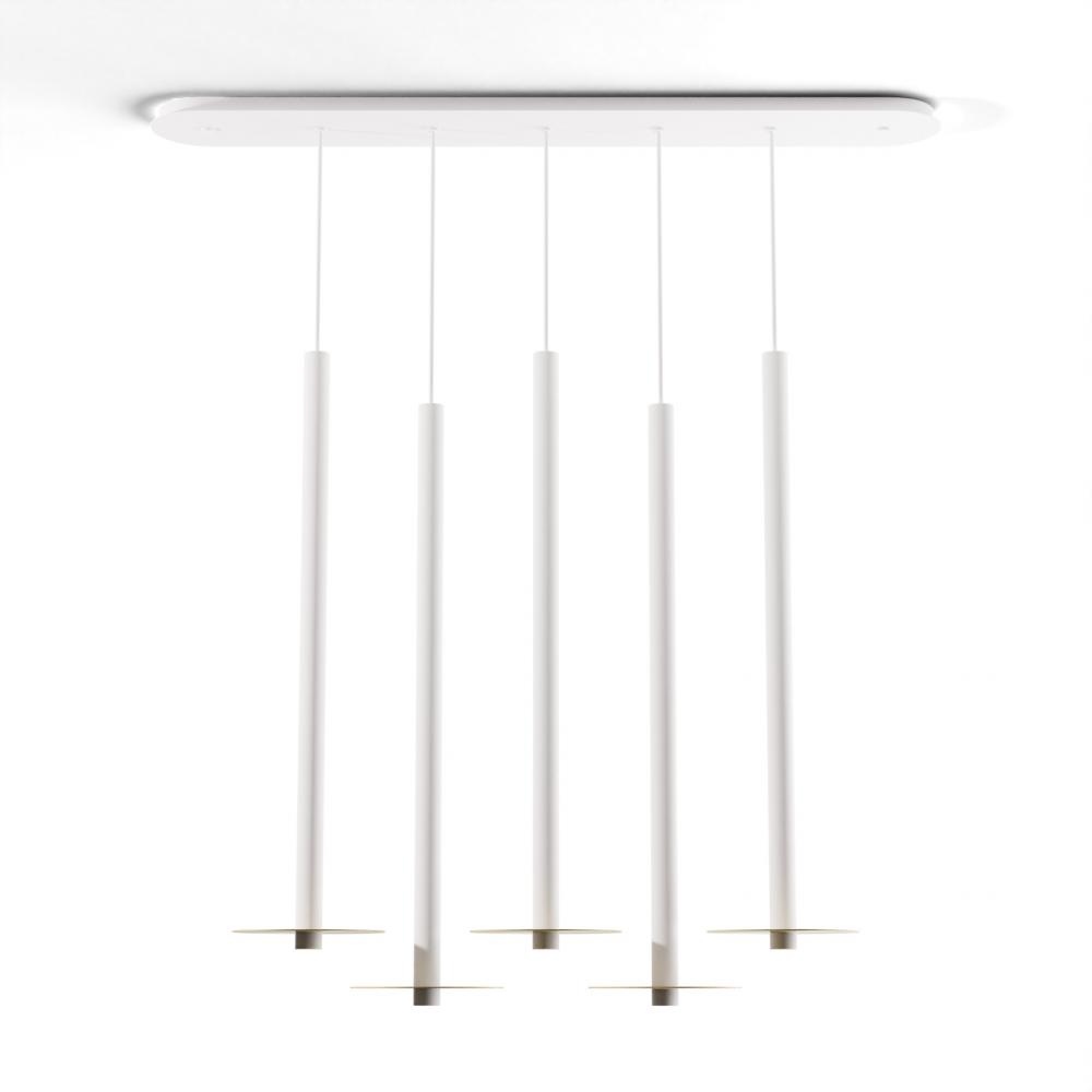 Combi Pendant 36&#34; Linear 5 Combo Matte White with Matte White Canopy