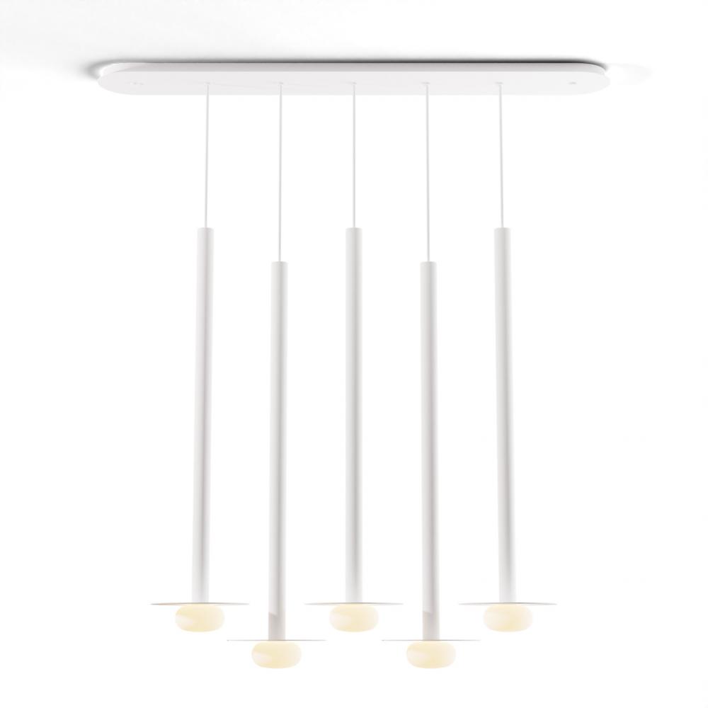 Combi Pendant 36&#34; Linear 5 Combo Matte White with Matte White Canopy