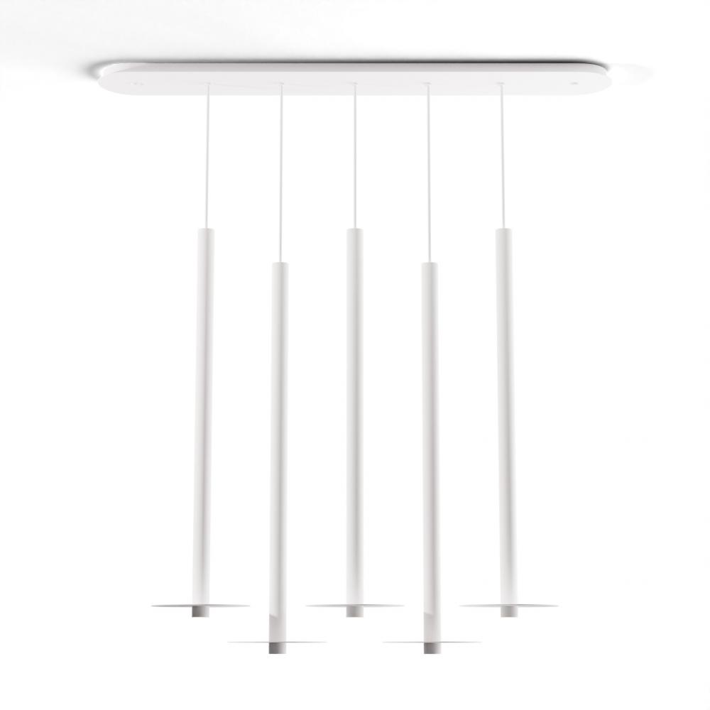 Combi Pendant 36&#34; Linear 5 Combo Matte White with Matte White Canopy