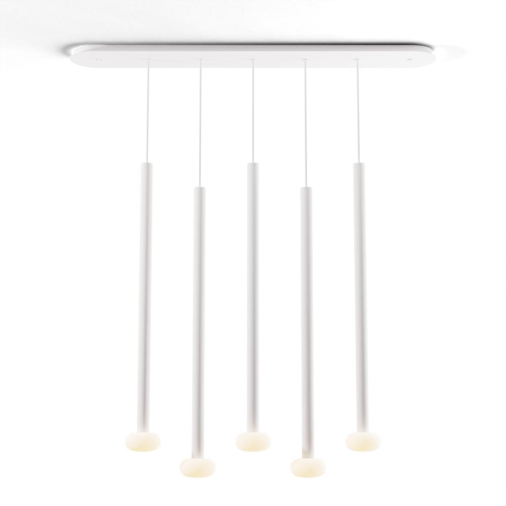 Combi Pendant 36&#34; Linear 5 Combo Matte White with Matte White Canopy