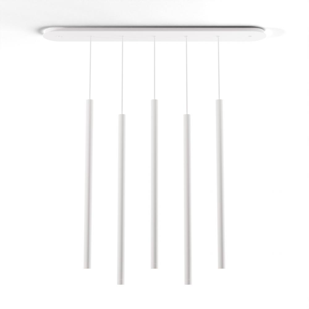 Combi Pendant 36&#34; Linear 5 Combo Matte White with Matte White Canopy