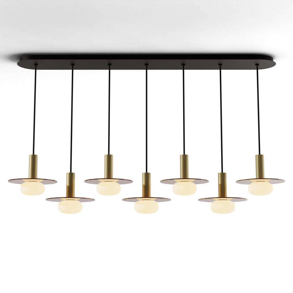 Combi Pendant 6&#34; Linear 7 Combo Brass with Matte Black Canopy
