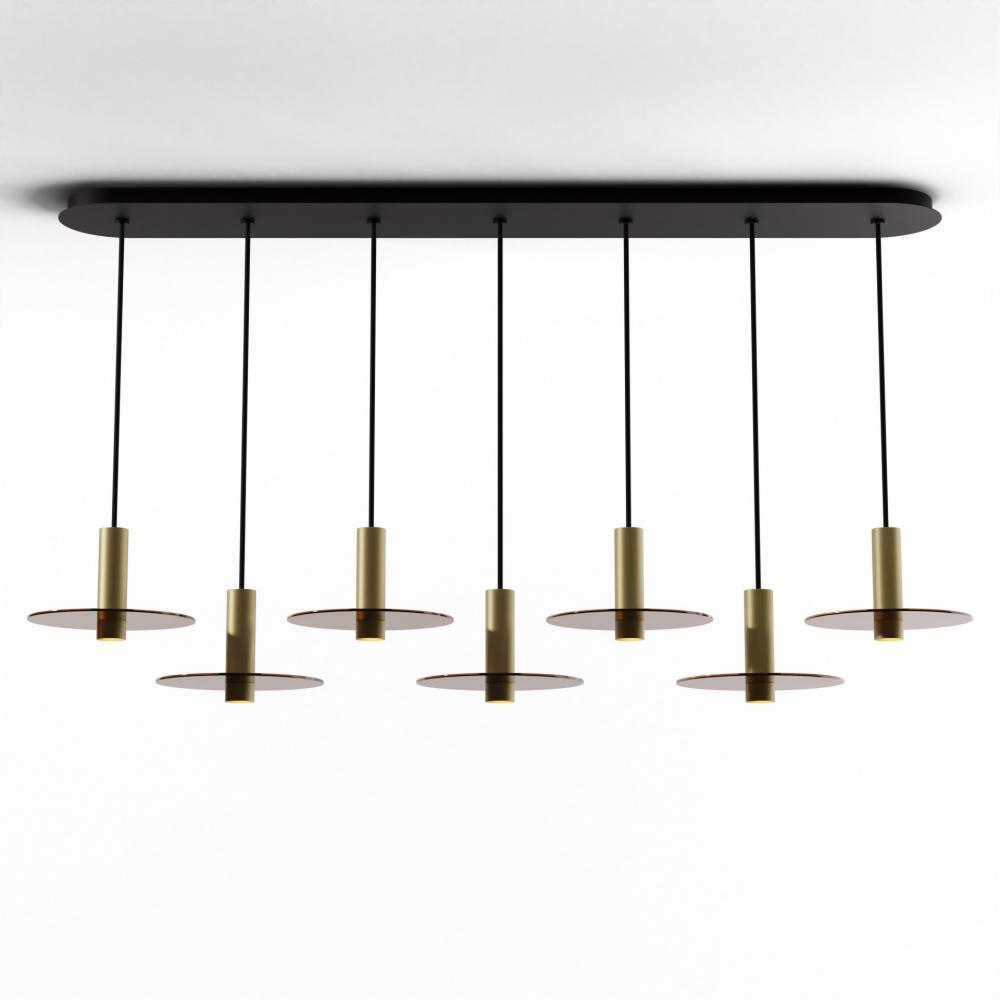Combi Pendant 6&#34; Linear 7 Combo Brass with Matte Black Canopy