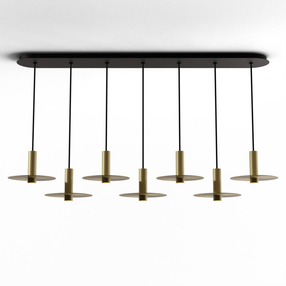 Combi Pendant 6&#34; Linear 7 Combo Brass with Matte Black Canopy