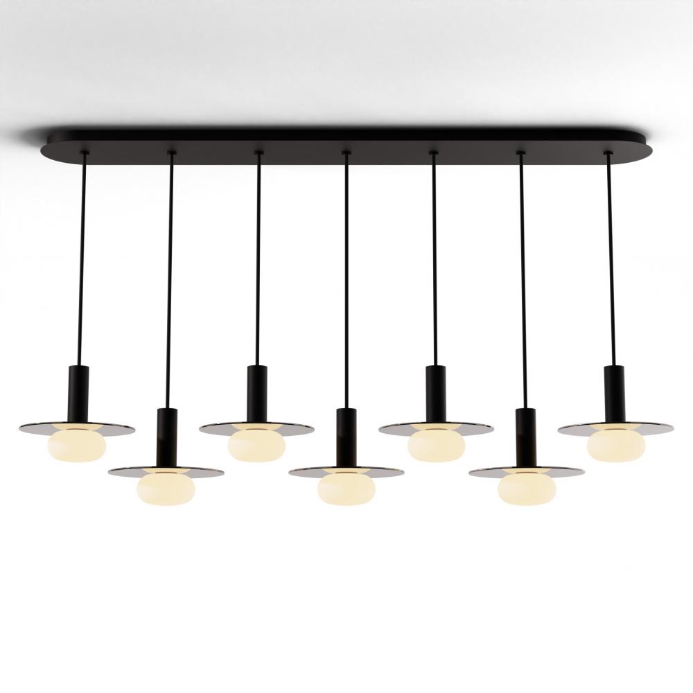 Combi Pendant 6&#34; Linear 7 Combo Matte Black with Matte Black Canopy