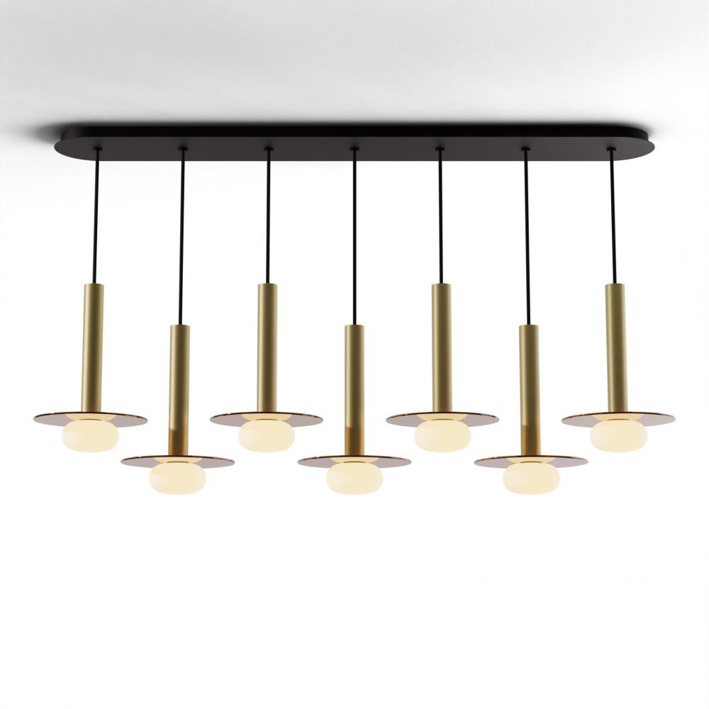 Combi Pendant 12&#34; Linear 7 Combo Brass with Matte Black Canopy