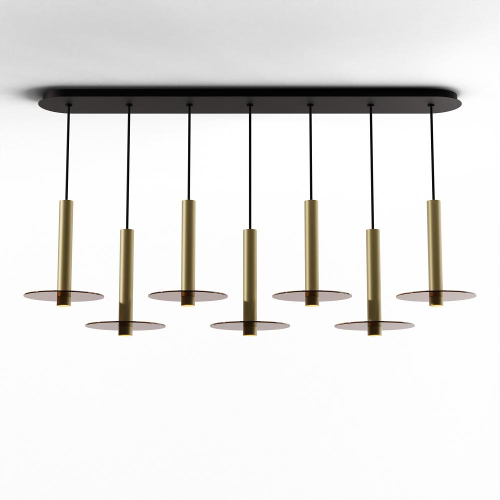 Combi Pendant 12&#34; Linear 7 Combo Brass with Matte Black Canopy