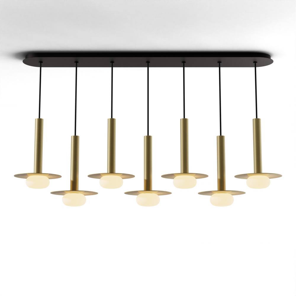 Combi Pendant 12&#34; Linear 7 Combo Brass with Matte Black Canopy