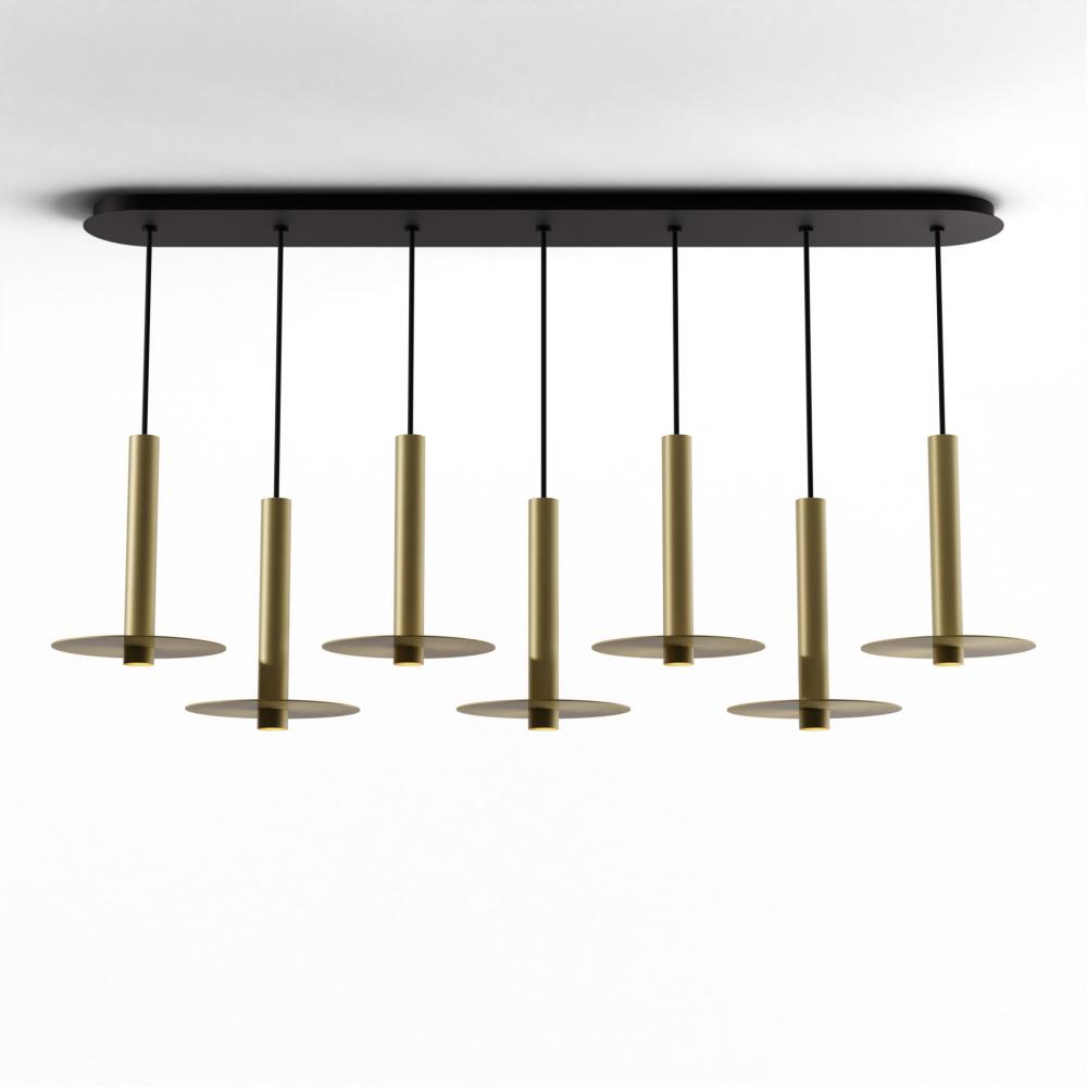 Combi Pendant 12&#34; Linear 7 Combo Brass with Matte Black Canopy