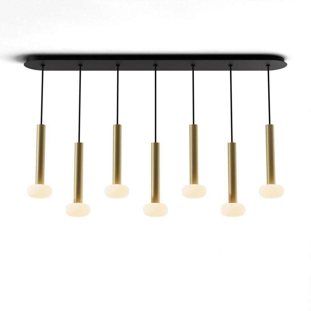 Combi Pendant 12&#34; Linear 7 Combo Brass with Matte Black Canopy